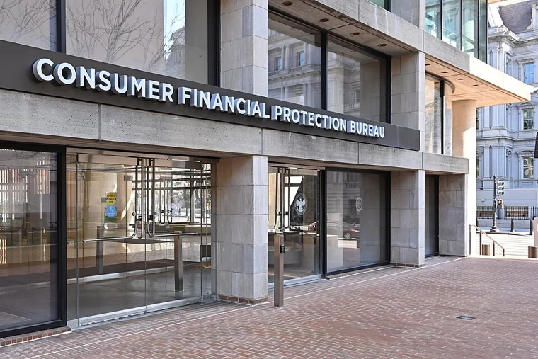 The entrance of the Consumer Financial Protection Bureau headquarters