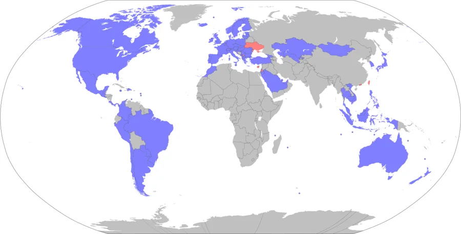 World map of countries and economies that took part in PISA 2022